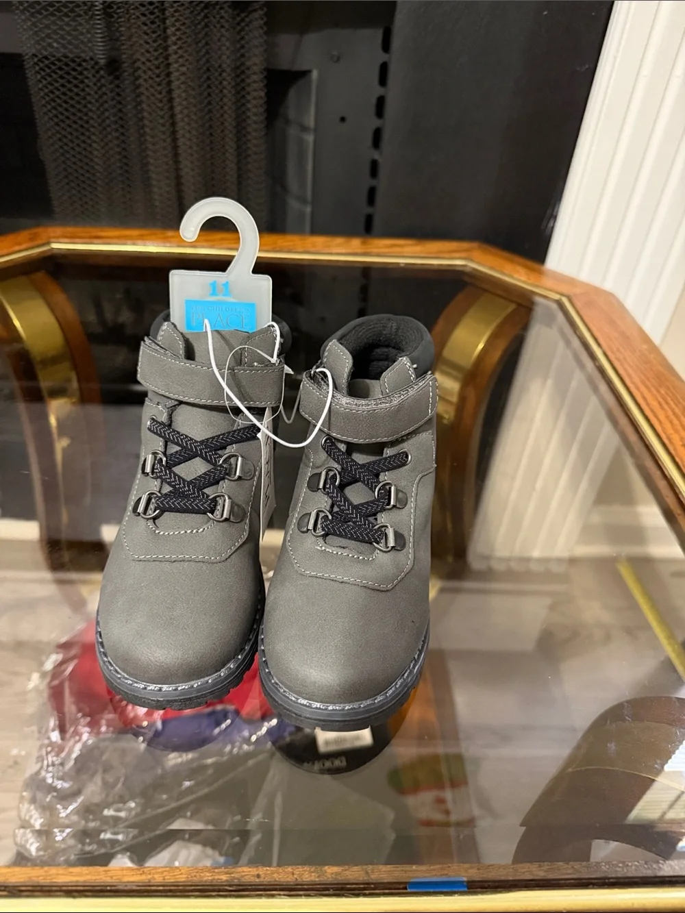 The Children's Place Grey Ankle Boots with Strap & Lace Detail